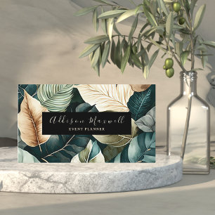 Elegant Greenery Gold Leaf Visitekaartje
