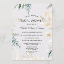 Elegant Greenery Gold Leaves Vrijgezellenfeest