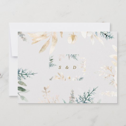 Elegant Greenery Gold Leaves Wedding Calligraphy Save The Date (Achterkant)