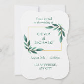 Elegant Greenery Gold Lijst Minimalistische Uitnod Kaart (Voorkant)
