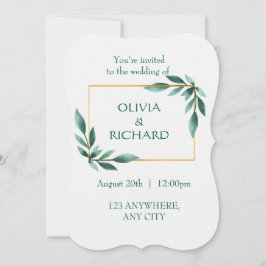 Elegant Greenery Gold Lijst Minimalistische Uitnod Kaart