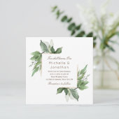 Elegant Greenery Gold Lijst Modern Wedding Kaart (Staand voorkant)