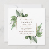 Elegant Greenery Gold Lijst Modern Wedding Kaart (Voorkant)