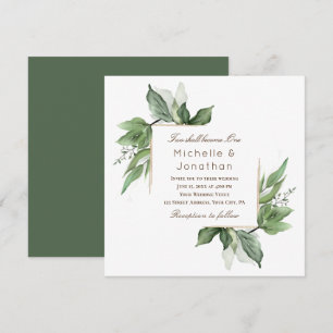 Elegant Greenery Gold Lijst Modern Wedding Kaart