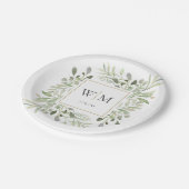 Elegant Greenery Gold Monogram Wedding Papieren Bordje (Gekanteld)