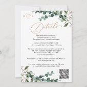 Elegant Greenery Gold QR Code All-in-One Wedding Kaart (Achterkant)