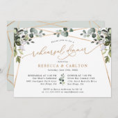 Elegant Greenery Gold Rehearsal Dinner Kaart (Voorkant / Achterkant)