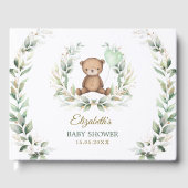 Elegant Greenery Gold Teddy Bear Baby shower Gastenboek (Voorkant)