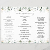 Elegant Greenery Gold Tri+Fold Wedding Program Flyer (Achterkant)