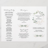 Elegant Greenery Gold Tri+Fold Wedding Program Flyer (Voorkant)