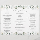 Elegant Greenery Gold Tri+Fold Wedding Program Flyer (Achterkant)