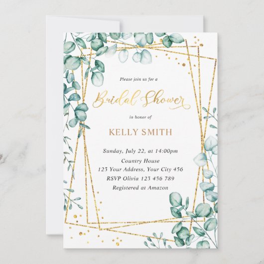 Elegant Greenery Gold Vrijgezellenfeest Kaart (Voorkant)