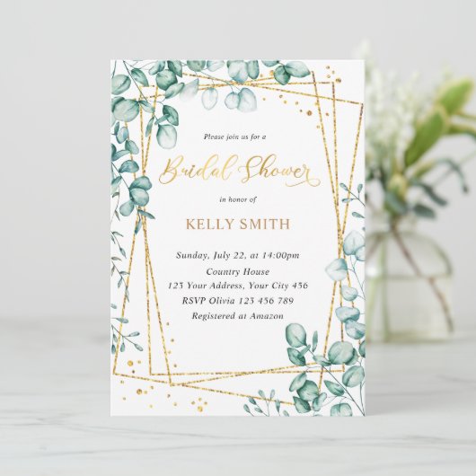 Elegant Greenery Gold Vrijgezellenfeest Kaart (Staand voorkant)