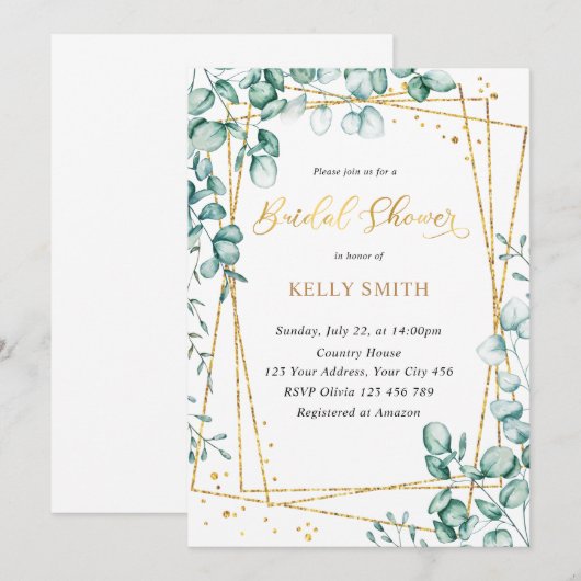 Elegant Greenery Gold Vrijgezellenfeest Kaart (Voorkant / Achterkant)