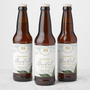 Elegant Greenery Gold Waterverf Vrijgezellenfeest Bier Etiket