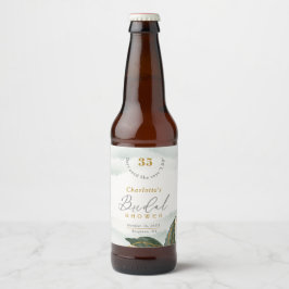 Elegant Greenery Gold Waterverf Vrijgezellenfeest Bier Etiket