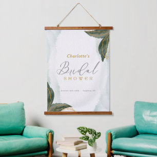 Elegant Greenery Gold Waterverf Vrijgezellenfeest Hangend Wandkleed
