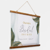 Elegant Greenery Gold Waterverf Vrijgezellenfeest Hangend Wandkleed (Gebogen)