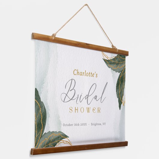 Elegant Greenery Gold Waterverf Vrijgezellenfeest Hangend Wandkleed (Gebogen)