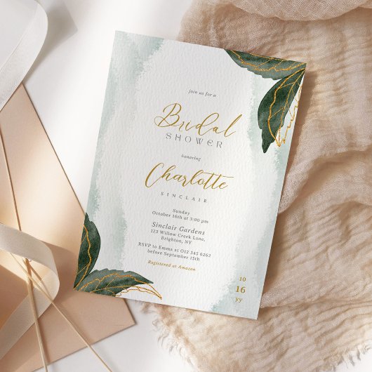 Elegant Greenery Gold Waterverf Vrijgezellenfeest Kaart