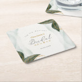 Elegant Greenery Gold Waterverf Vrijgezellenfeest Kartonnen Onderzetters (Schuin)
