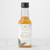 Elegant Greenery Gold Waterverf Vrijgezellenfeest Likeurfles Etiket (Voorkant)