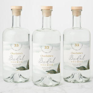 Elegant Greenery Gold Waterverf Vrijgezellenfeest Likeurfles Etiket