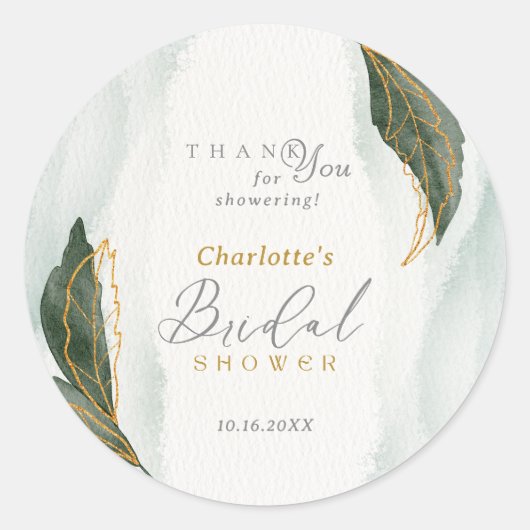 Elegant Greenery Gold Waterverf Vrijgezellenfeest Ronde Sticker (Voorkant)
