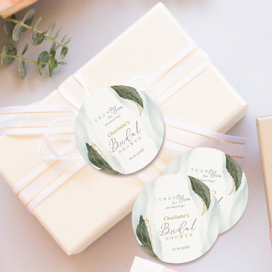 Elegant Greenery Gold Waterverf Vrijgezellenfeest Ronde Sticker