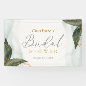 Elegant Greenery Gold Waterverf Vrijgezellenfeest Spandoek (Horizontaal)