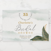 Elegant Greenery Gold Waterverf Vrijgezellenfeest Sparkling Wijnetiket (Enkel label)