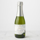 Elegant Greenery Gold Waterverf Vrijgezellenfeest Sparkling Wijnetiket (Voorkant)