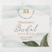 Elegant Greenery Gold Waterverf Vrijgezellenfeest Sparkling Wijnetiket (Enkel label)