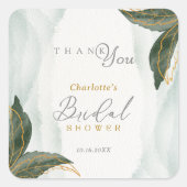 Elegant Greenery Gold Waterverf Vrijgezellenfeest Vierkante Sticker (Voorkant)