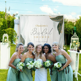 Elegant Greenery Gold Waterverf Vrijgezellenfeest Wandkleed