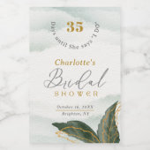 Elegant Greenery Gold Waterverf Vrijgezellenfeest Wijn Etiket (Enkel label)