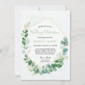 Elegant Greenery + Gold Wedding Celebration Kaart (Voorkant)