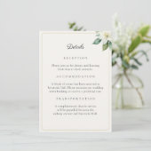 Elegant Greenery Gold Wedding Details QR Code Card (Staand voorkant)