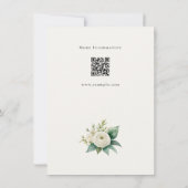 Elegant Greenery Gold Wedding Details QR Code Card (Achterkant)