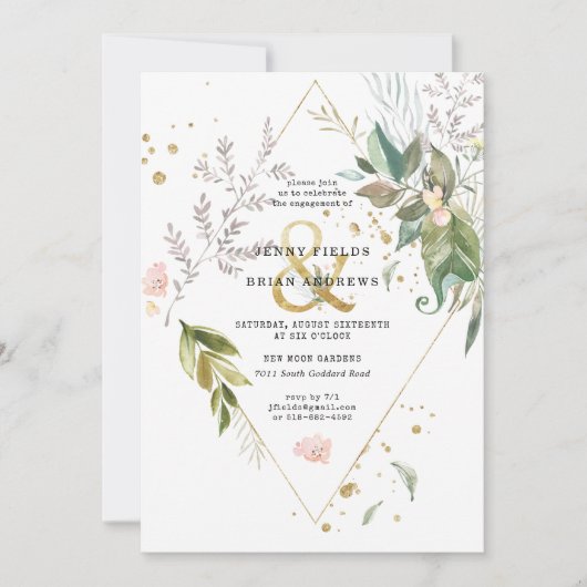 Elegant Greenery Gold Wedding Engagement (Voorkant)