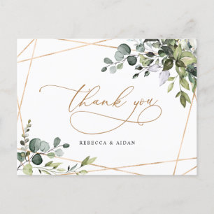 Elegant Greenery Gold Wedding Hartelijk dank Brief Briefkaart