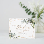 Elegant Greenery Gold Wedding Hartelijk dank Brief Briefkaart (Staand voorkant)