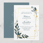 Elegant Greenery Gold Wedding RSVP Kaart (Voorkant / Achterkant)