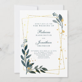 Elegant Greenery Gold Wedding RSVP Kaart