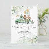 Elegant Greenery Gold Woodland Forest Baby Animals Bedankkaart (Staand voorkant)