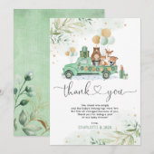 Elegant Greenery Gold Woodland Forest Baby Animals Bedankkaart (Voorkant / Achterkant)