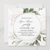Elegant Greenery Golden Holiday Open House  Kaart (Voorkant)