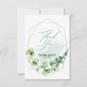 Elegant greenery goudlijnen eucalyptusbruiloft bedankkaart (Voorkant)