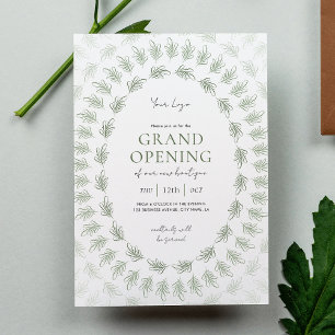 Elegant Greenery Grand Opening Business Logo Kaart