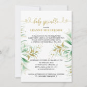 Elegant Greenery Green en Gold Baby Sprinkle Kaart (Voorkant)